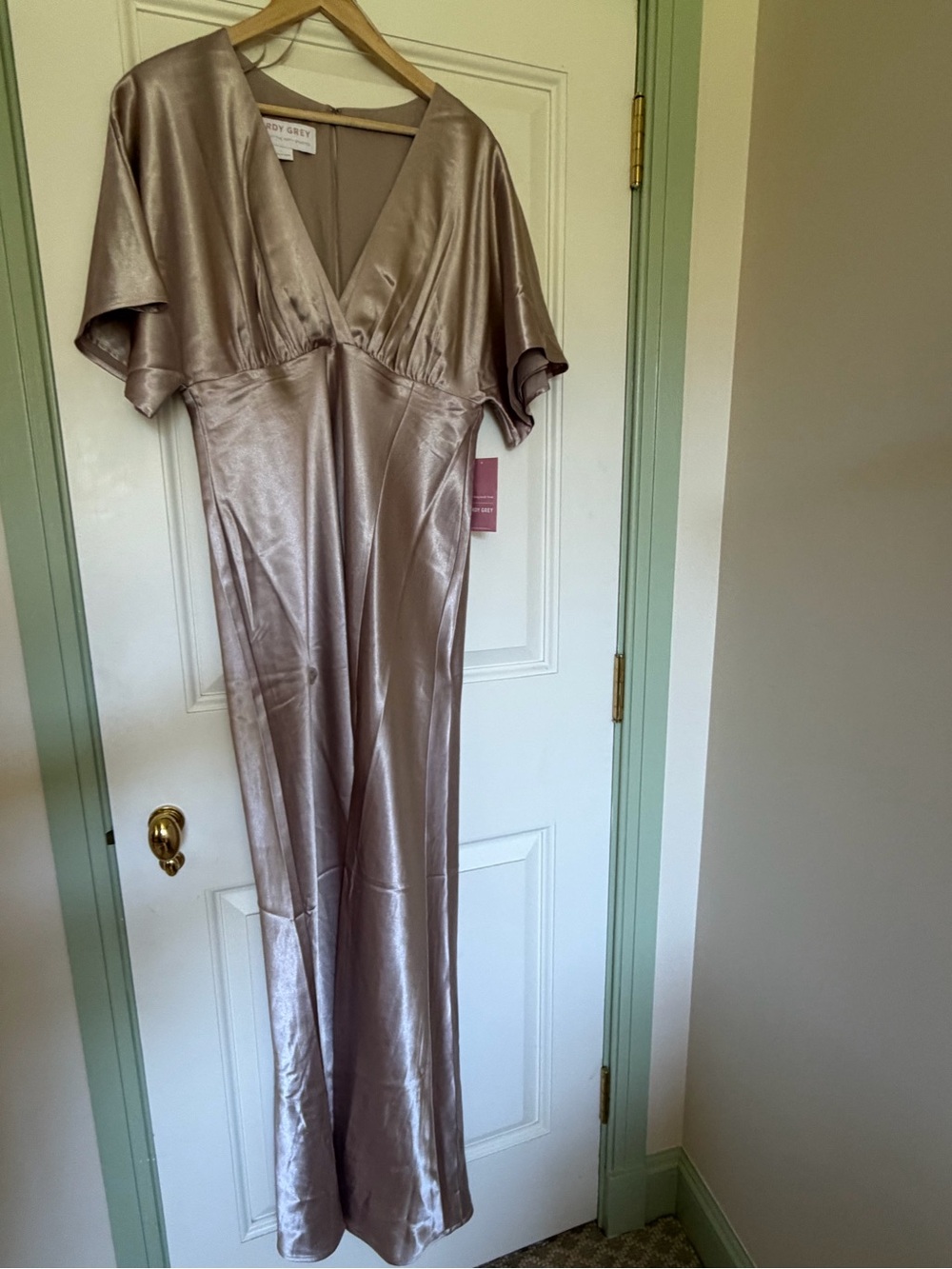Satin V-Neck Maxi Nightdress in Champagne Taupe Bridesmaid